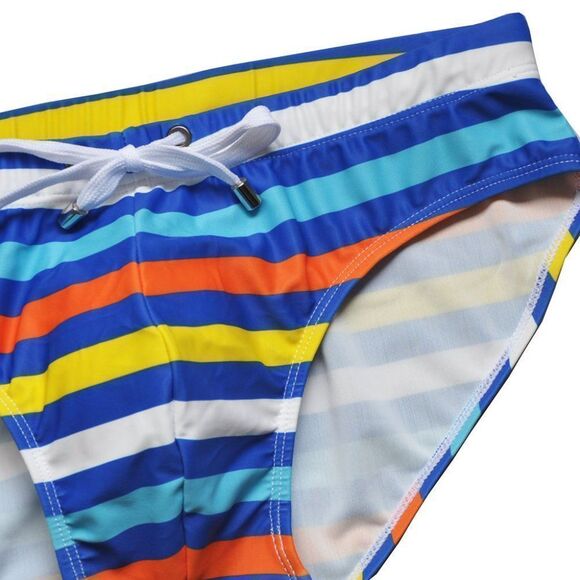 Men's classic speedo low rise rainbow stripes swim briefs swimwear plus size L - Picture 9 of 9
